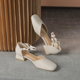 Tacones gruesos y suaves con punta cuadrada para mujer